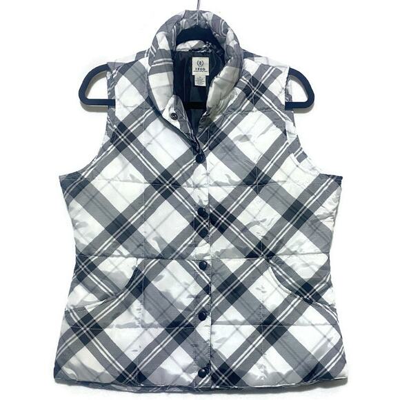Izod 1937 Vest Women's Size Medium Soft Shell Black and White Plaid - Picture 1 of 6